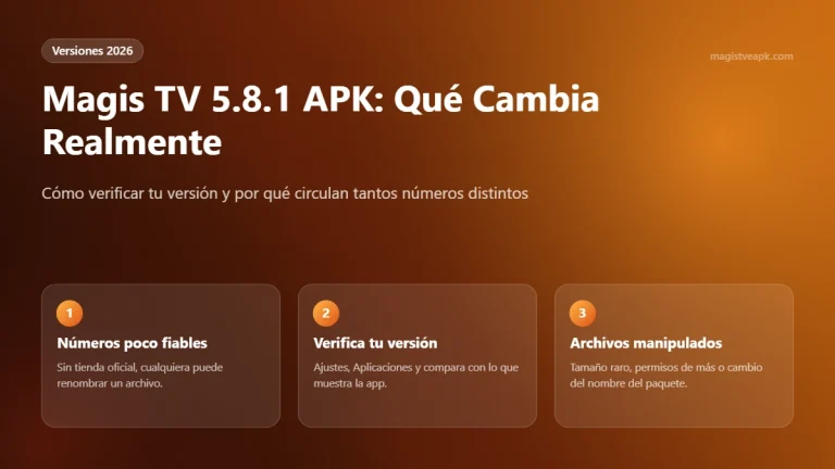 Magis TV 5.8.1 APK: cómo verificar la versión instalada en tu dispositivo