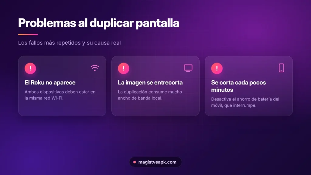 Problemas habituales al duplicar pantalla en Roku y cómo solucionarlos